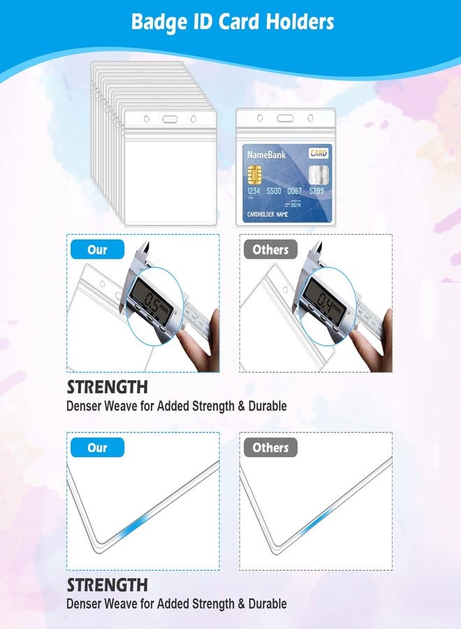 Maileto 50 Pcs Clear Plastic Horizontal Name Tag Badge ID Card Holders for Office School Business Meetings - Image 3
