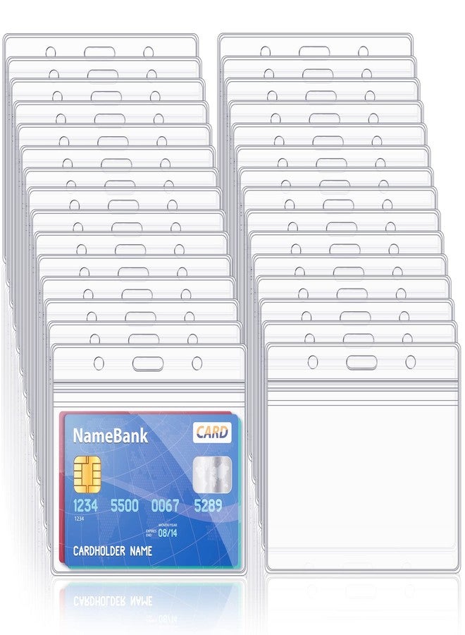 Maileto 50 Pcs Clear Plastic Horizontal Name Tag Badge ID Card Holders for Office School Business Meetings - Image 1