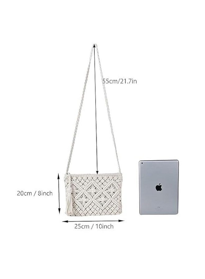 SIDRA Women's Handmade Macrame Crossbody Sling Bags/Tote Bags For Girls Women's Handmade Macrame Crossbody Sling Mobile Pouch Bags For Tote Bag, Macrame Market Bag, Friendly Gift, Off White - Image 4