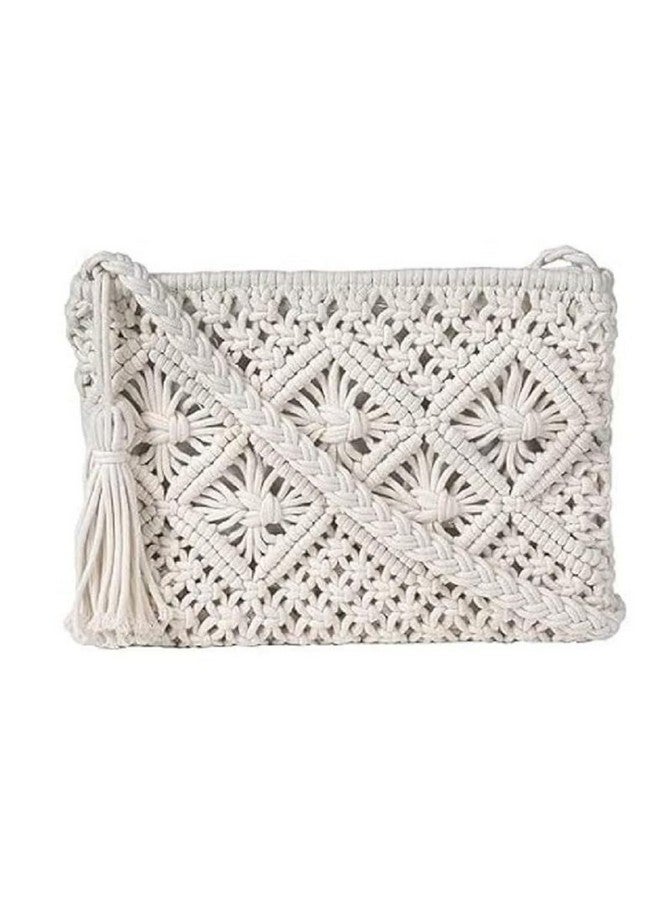 SIDRA Women's Handmade Macrame Crossbody Sling Bags/Tote Bags For Girls Women's Handmade Macrame Crossbody Sling Mobile Pouch Bags For Tote Bag, Macrame Market Bag, Friendly Gift, Off White - Image 1