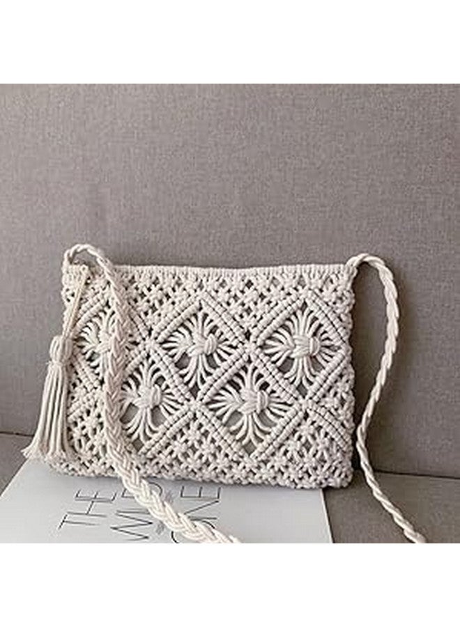 SIDRA Women's Handmade Macrame Crossbody Sling Bags/Tote Bags For Girls Women's Handmade Macrame Crossbody Sling Mobile Pouch Bags For Tote Bag, Macrame Market Bag, Friendly Gift, Off White - Image 2
