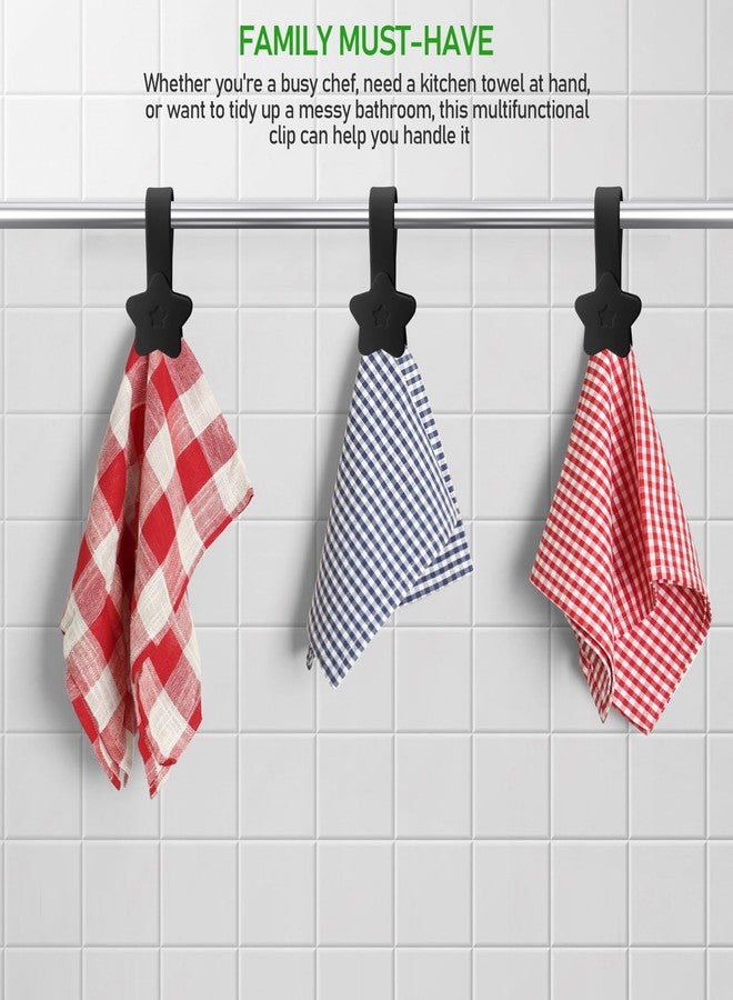 KIBBEH 2 Pack Practical Silicone Hand Towel Clips, Magnetic Bath Towel Hooks with Magnets for Towel Rods and Racks, Kitchen and Bathroom Accessory (Black) - Image 5