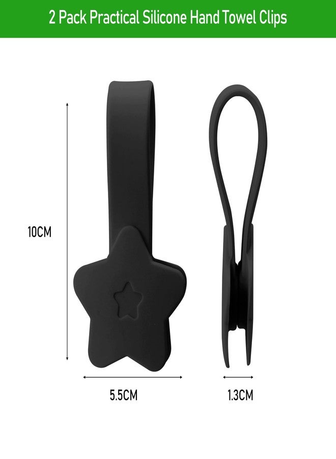 KIBBEH 2 Pack Practical Silicone Hand Towel Clips, Magnetic Bath Towel Hooks with Magnets for Towel Rods and Racks, Kitchen and Bathroom Accessory (Black) - Image 4