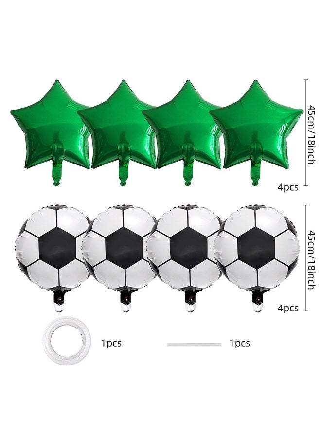 Football Soccer Foil Balloon Set, Green Star Balloons For Boys Kids Birthday Sports Theme Party World Game Event Home Decoration Supplies - Image 3