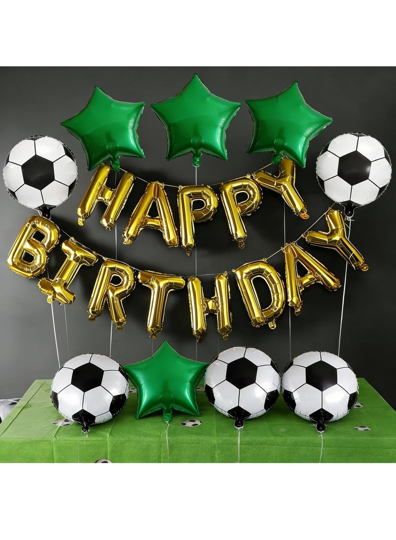 Football Soccer Foil Balloon Set, Green Star Balloons For Boys Kids Birthday Sports Theme Party World Game Event Home Decoration Supplies - Image 4