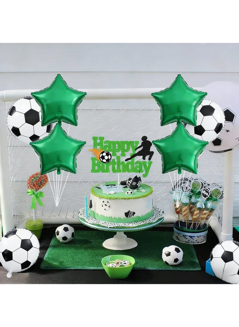 Football Soccer Foil Balloon Set, Green Star Balloons For Boys Kids Birthday Sports Theme Party World Game Event Home Decoration Supplies - Image 5