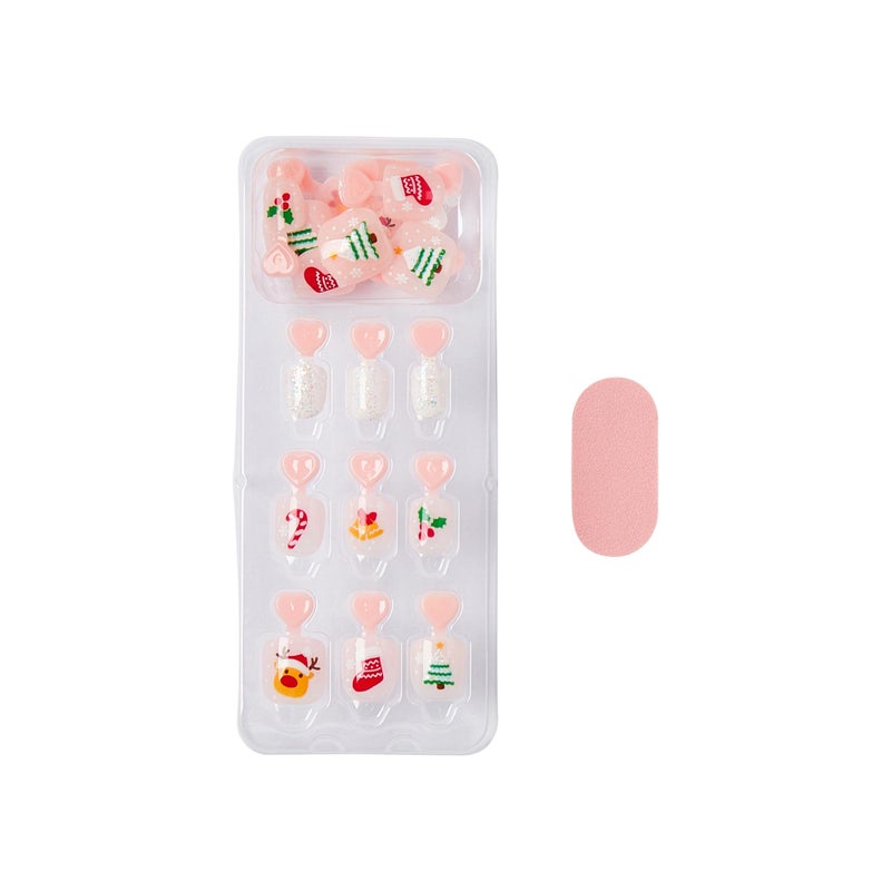 Impress KISS imPRESS MINI Holiday Press On Nails for Kids, â€˜Twinkling Lightsâ€™, Pink, Child Size, Squoval Shaped, Mess-Free, Mom Approved, Non-Toxic, Breakaway Application Tabs, Nail File, 20 Fake Nails - Image 4