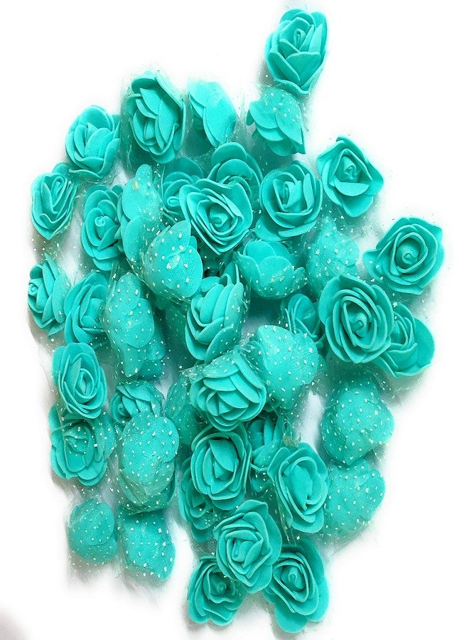 Excellentcrafts 3 Cm Green Color Foam Artificial Flower Roses for Tiara Making, Decoration, Crafts (Pack of 50 Pieces)