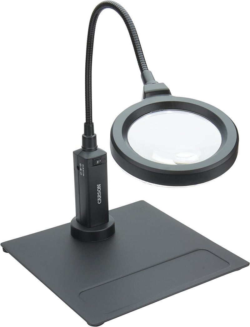 Carson MagniFlex Pro 2x LED Lighted Gooseneck Flexible Magnifier with 4x Spots Lens and Magnetic Base (CP-90) Black - Image 1