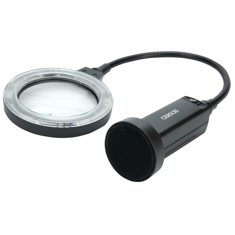 Carson MagniFlex Pro 2x LED Lighted Gooseneck Flexible Magnifier with 4x Spots Lens and Magnetic Base (CP-90) Black - Image 3
