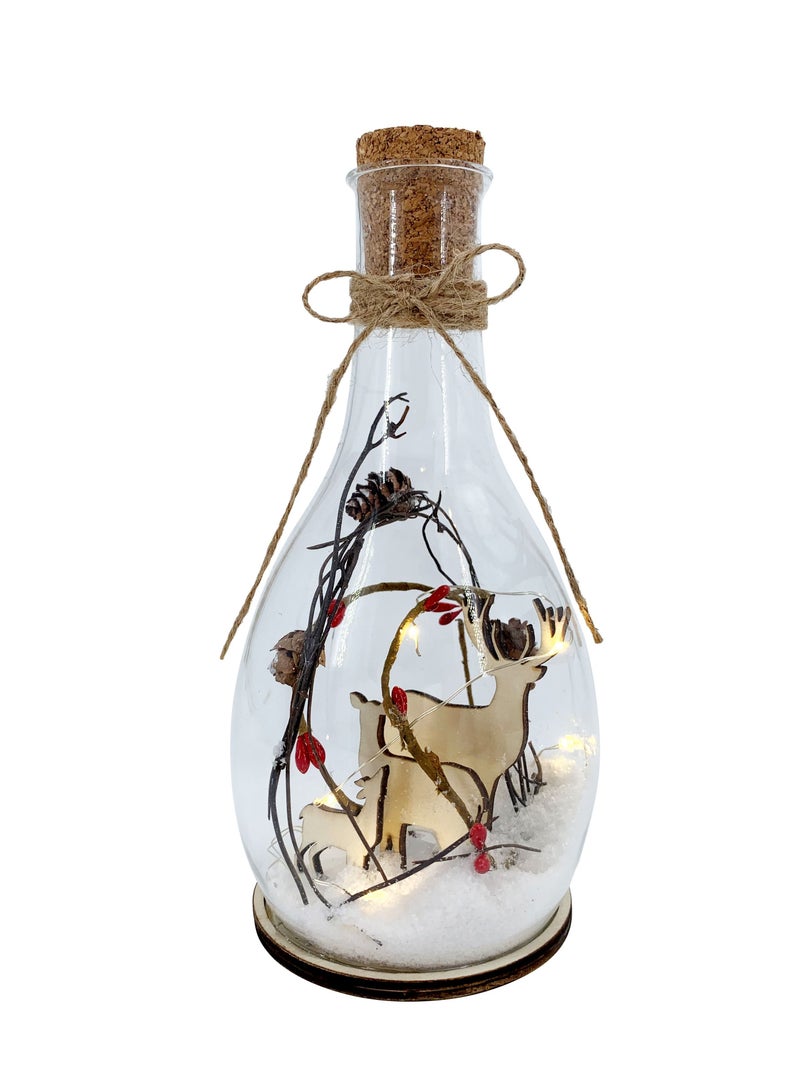 Party Magic Glass Bottle Decoration w/ LED 10x21cm - Image 2