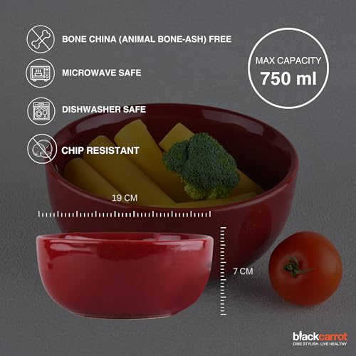 BLACKCARROT Ceramic Red Serving Bowl - 1500 ML | Versatile Ceramic Bowl for Snacks, Dal, and More | Perfect for Gift & Daily Use | Stoneware - Image 5