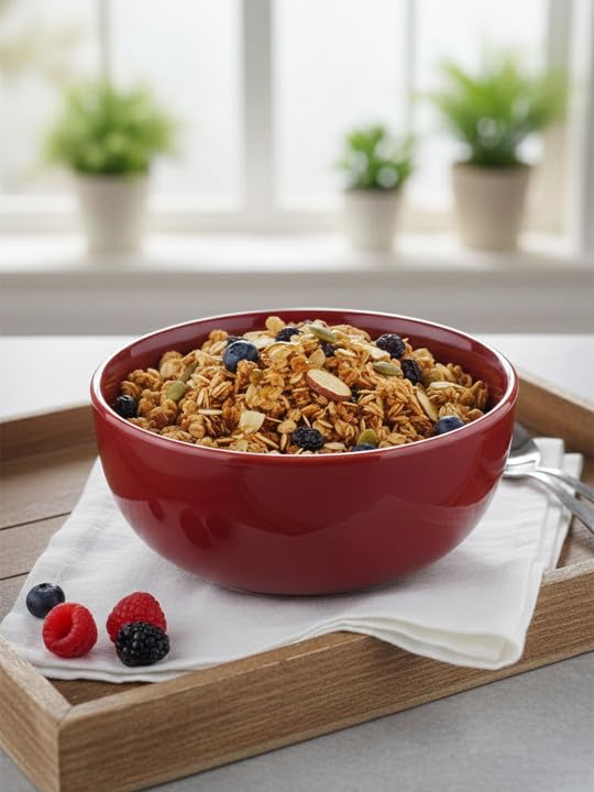BLACKCARROT Ceramic Red Serving Bowl - 1500 ML | Versatile Ceramic Bowl for Snacks, Dal, and More | Perfect for Gift & Daily Use | Stoneware - Image 2
