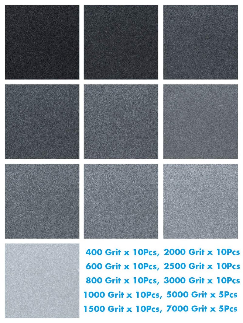 Anezus 90Pieces Sandpaper Assortment 400 to 3000 5000 7000 Grit Wet Dry Fine Sand Paper Assortment for Automotive Sanding Car Painting Wood Furniture Finishing - Image 3