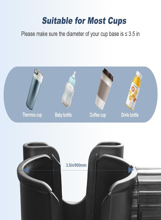 WHLICKS 2-in-1 Walker Cup Holder with Detachable Phone Holder，Fit for Wheelchair, Rollator, Scooter, Bike, Mobility, Camper, Stroller with Sturdy,Rotatable,Adjustable and Anti - Slip Clip - Image 3