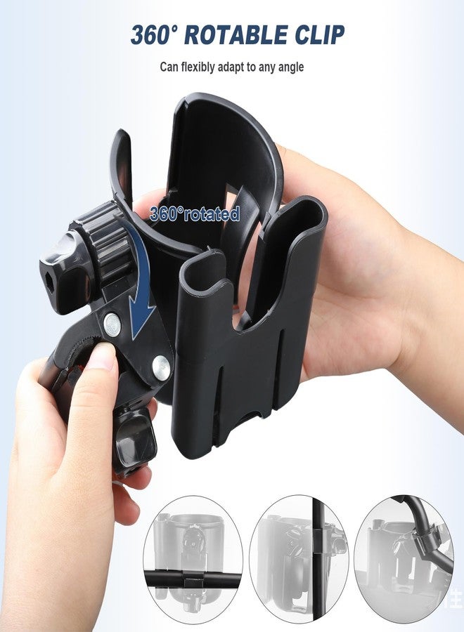 WHLICKS 2-in-1 Walker Cup Holder with Detachable Phone Holder，Fit for Wheelchair, Rollator, Scooter, Bike, Mobility, Camper, Stroller with Sturdy,Rotatable,Adjustable and Anti - Slip Clip - Image 4