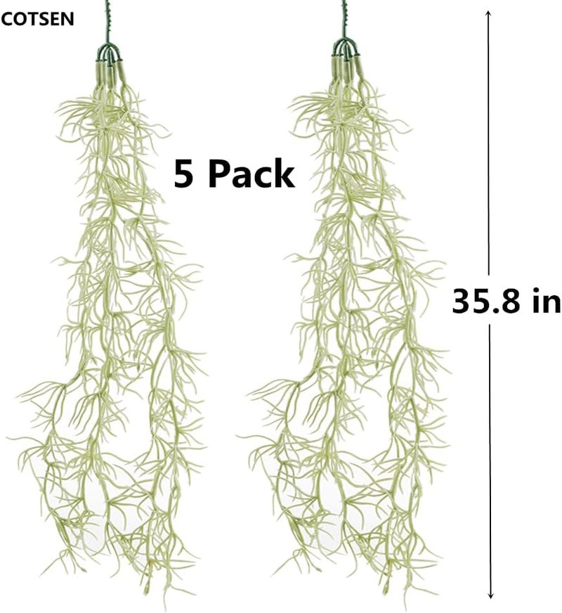 COTSEN 5 Pack Spanish Moss Faux Greenery Moss Fake Vines Moss Hanging Plants for Potted Plants Artificial Hanging Moss Garland Used for Family Indoor and Outdoor Gardens Decoration - Image 3