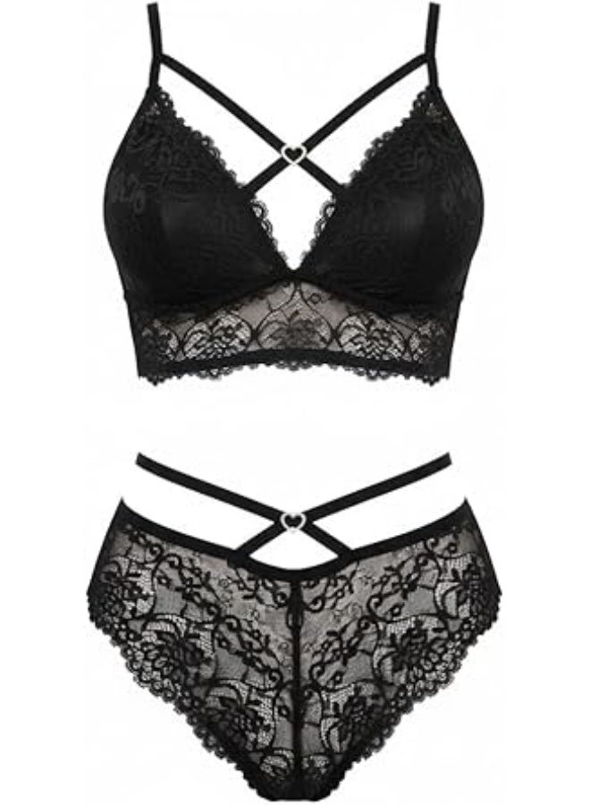 Hanady Black lace nightgown – elegant and distinctive bikini design, size up to 80 kg – HN 9068 - Image 4
