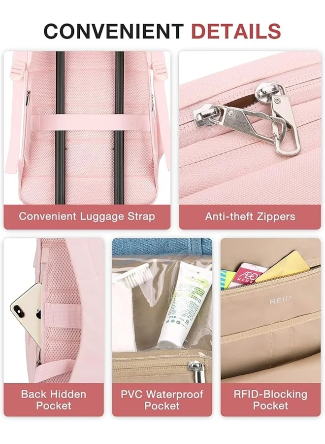 باج سمارت BAGSMART Light Pink Horatio Laptop Backpacks for Women