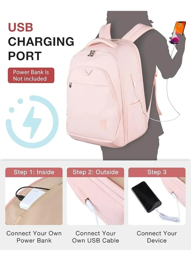 باج سمارت BAGSMART Light Pink Horatio Laptop Backpacks for Women