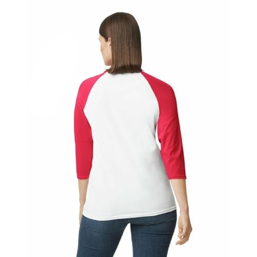 Gildan Adult Heavy Cotton 3/4 Raglan T-Shirt, Style G5700, 2-Pack, White/Red, 2X-Large - Image 4