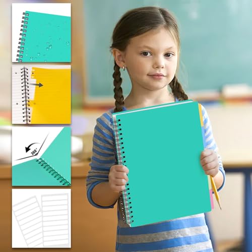 HIBOX Spiral Notebook with Tabs, 8.5x11inch Hardcover College Ruled Journals with Deviders 5 Subject Project Notebook Perforated Edges for School Office, Green - Image 2