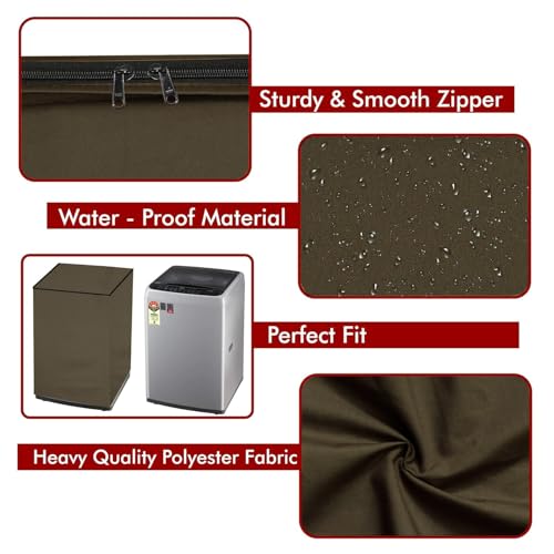 Yellow Weaves Top Load Fully Automatic Washing Machine Cover for 6 kg, 6.5 kg, 7kg, 7.5 kg & 8kg Waterproof & Dust-Proof Top Loading Machine Protective Cover (Dimensions- 59x59x86 cm, Beige) - Image 3