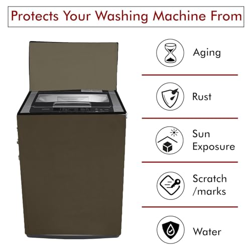 Yellow Weaves Top Load Fully Automatic Washing Machine Cover for 6 kg, 6.5 kg, 7kg, 7.5 kg & 8kg Waterproof & Dust-Proof Top Loading Machine Protective Cover (Dimensions- 59x59x86 cm, Beige) - Image 2