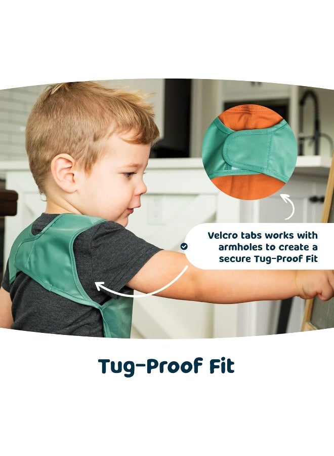 Tiny Twinkle Mess-Proof Apron Toddler Bibs w/Tug-Proof Closure, Baby Food Bibs, 2 Pack - Image 4