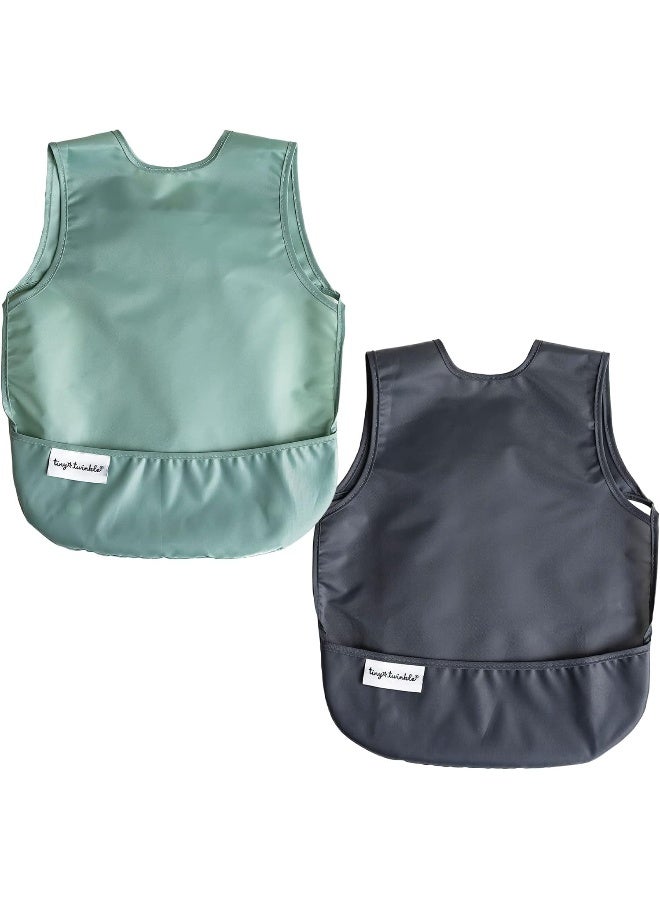 Tiny Twinkle Mess-Proof Apron Toddler Bibs w/Tug-Proof Closure, Baby Food Bibs, 2 Pack - Image 1