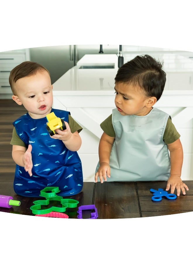 Tiny Twinkle Mess-Proof Apron Toddler Bibs w/Tug-Proof Closure, Baby Food Bibs, 2 Pack - Image 2