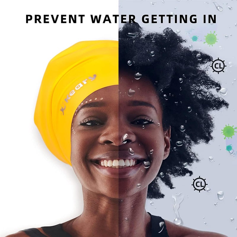 Keary Extra Large Swim Cap for Braids and Dreadlocks Extensions Weaves Long Hair, Waterproof Silicone Cover Ear Bath Pool Shower Swimming Cap for Adult Youth to Keep Hair Dry, Easy to Put On and Off - Image 4
