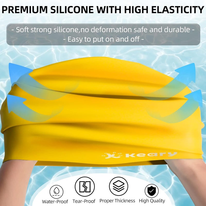 Keary Extra Large Swim Cap for Braids and Dreadlocks Extensions Weaves Long Hair, Waterproof Silicone Cover Ear Bath Pool Shower Swimming Cap for Adult Youth to Keep Hair Dry, Easy to Put On and Off - Image 5