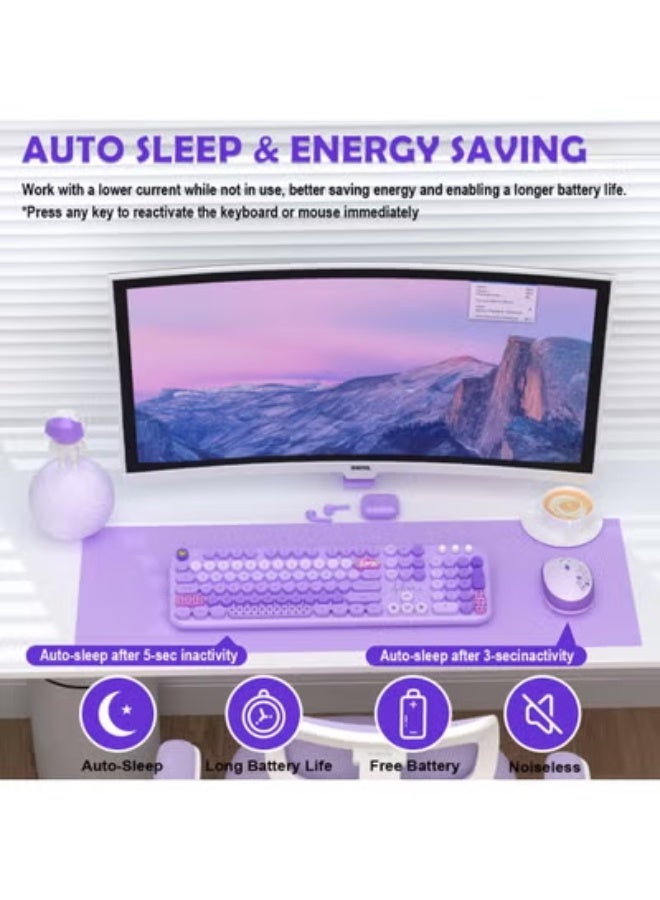 Wireless Keyboard and Mouse Set – Full-Size 104 Round Keys, Colorful & Cute Design – Compatible with PC, Mac, Laptop, Tablet & Windows - Image 4