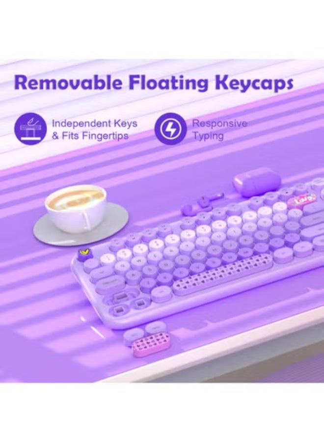 Wireless Keyboard and Mouse Set – Full-Size 104 Round Keys, Colorful & Cute Design – Compatible with PC, Mac, Laptop, Tablet & Windows - Image 3