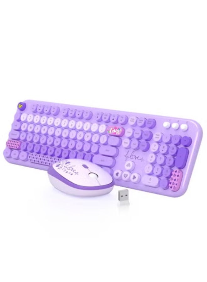 Wireless Keyboard and Mouse Set – Full-Size 104 Round Keys, Colorful & Cute Design – Compatible with PC, Mac, Laptop, Tablet & Windows - Image 1