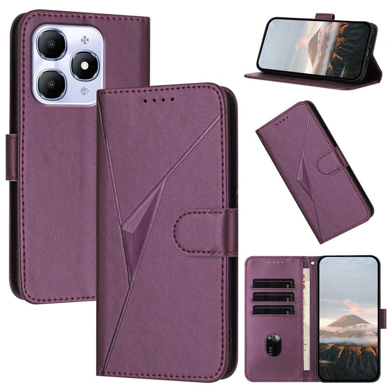erorex For Itel A90 Triangle Pattern Buckle Clasp Leather Phone Case(Dark Purple) - Image 1