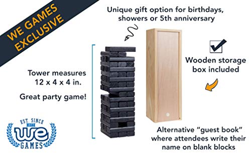 WE Games Wooden Block Stacking Party Game for Adults Tumble Tower Wedding Guest Book Alternative Tabletop Games Includes Storage Case 12 inches - Image 5