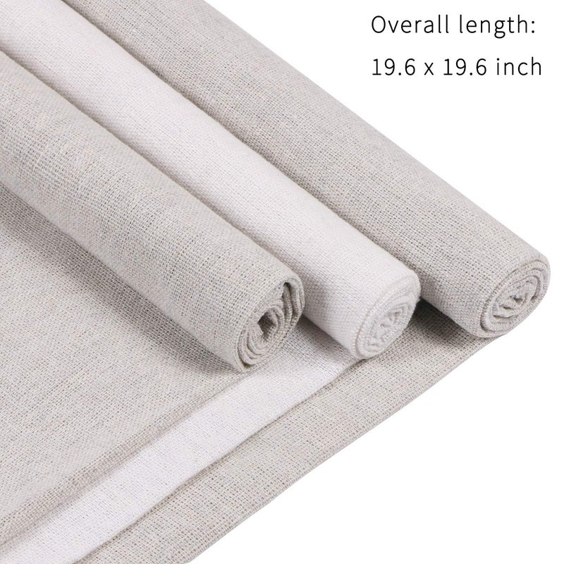 Kissbuty Linen Needlework Fabric, Kissbuty 5 PCS Linen Fabric Cloth for Garment Craft Flower Pot Decoration Embroidery Cross Stitch Cloth, 19.6 by 19.6 Inch (White Beige) - Image 3
