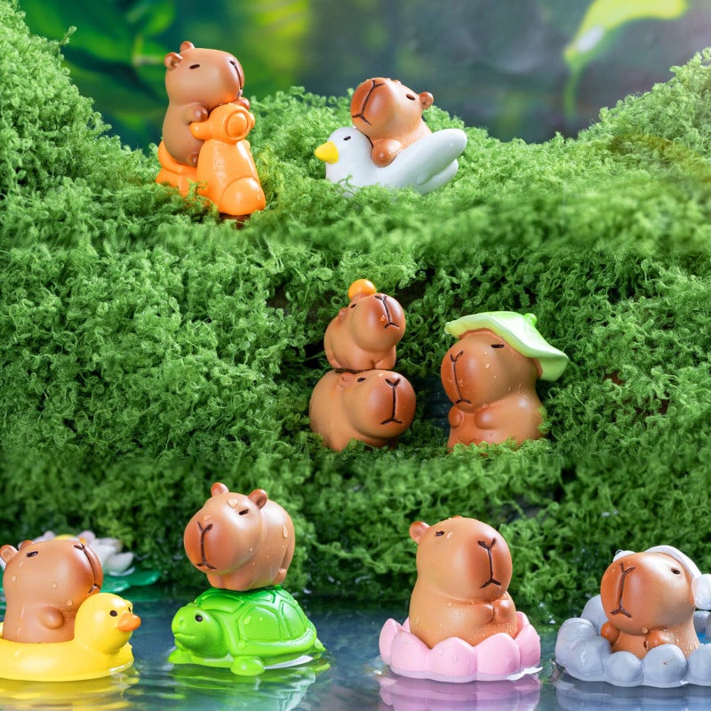 HOMICO Mini Capybara Figurines 13 Pieces Tiny Capybara for Car Dashboard Dollhouse Miniatures Mini Resin Animals for Fairy Garden Home Decor Capybara Birthday Decorations - Image 4