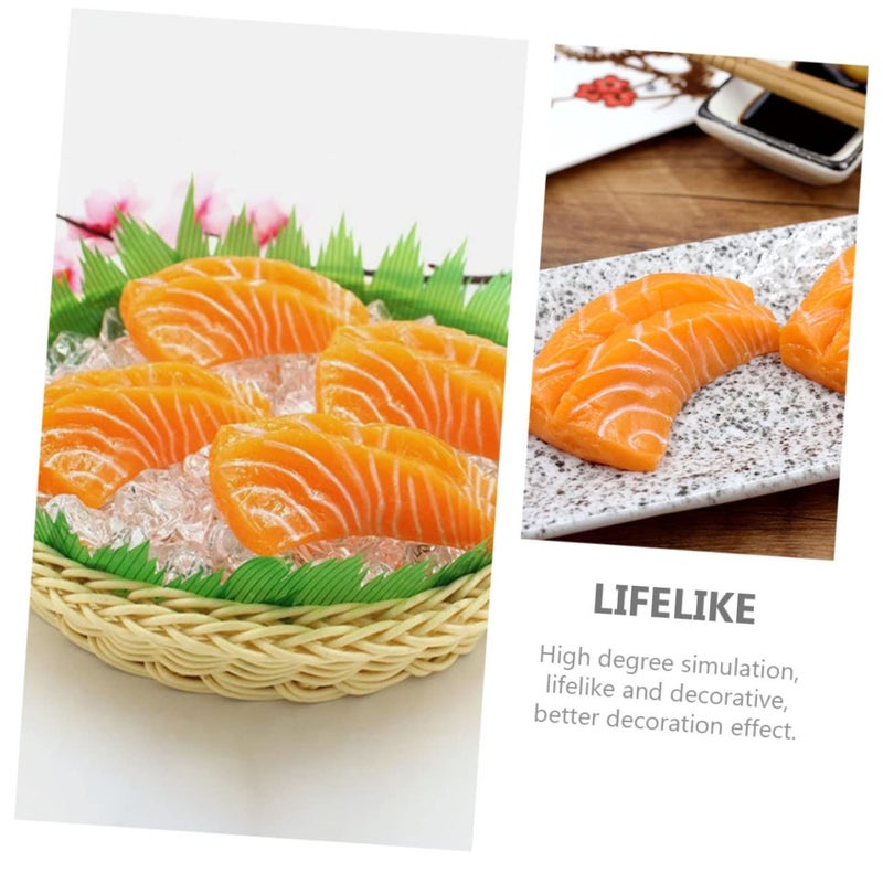 Lifelike Artificial Salmon Fillet Display Food Model Slice For Home Store 2PCS - Image 3