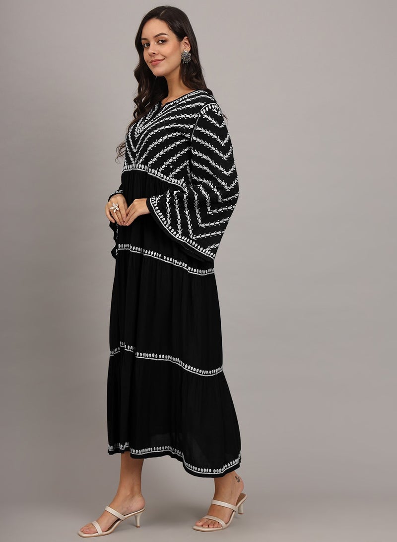 الايا جلابية شيكانكاري مودال مطرزة يدوياً-AL4015  - Image 3