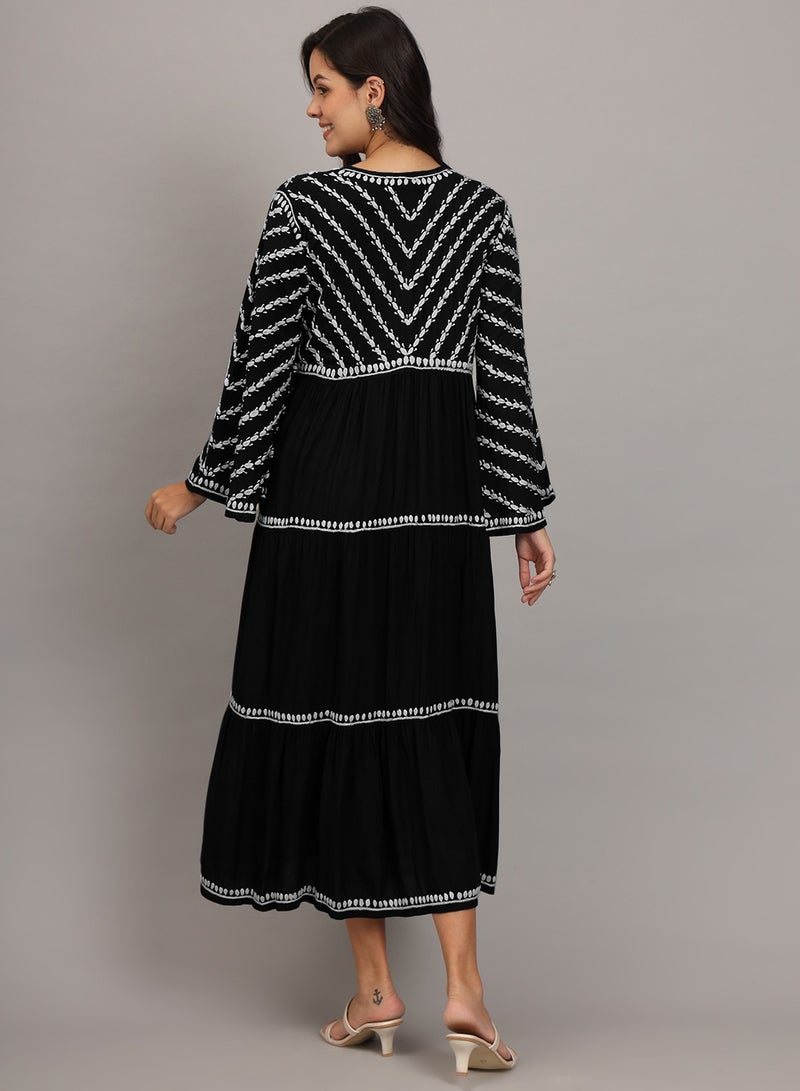الايا جلابية شيكانكاري مودال مطرزة يدوياً-AL4015  - Image 2
