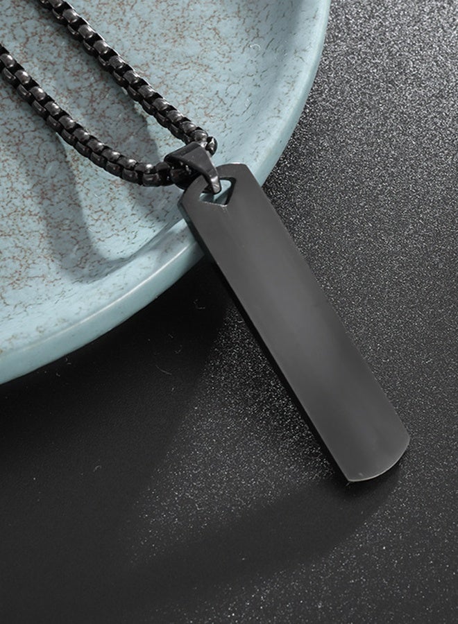 Men's Trendy Titanium Steel Three-dimensional Geometric Pendant Necklace With An Extended 60cm Chain Length, Steel/black/gold Three Color Versatile Fashion Accessory (Black Color)  - Image 4