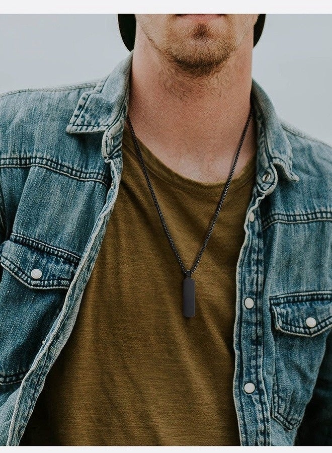 Men's Trendy Titanium Steel Three-dimensional Geometric Pendant Necklace With An Extended 60cm Chain Length, Steel/black/gold Three Color Versatile Fashion Accessory (Black Color)  - Image 2