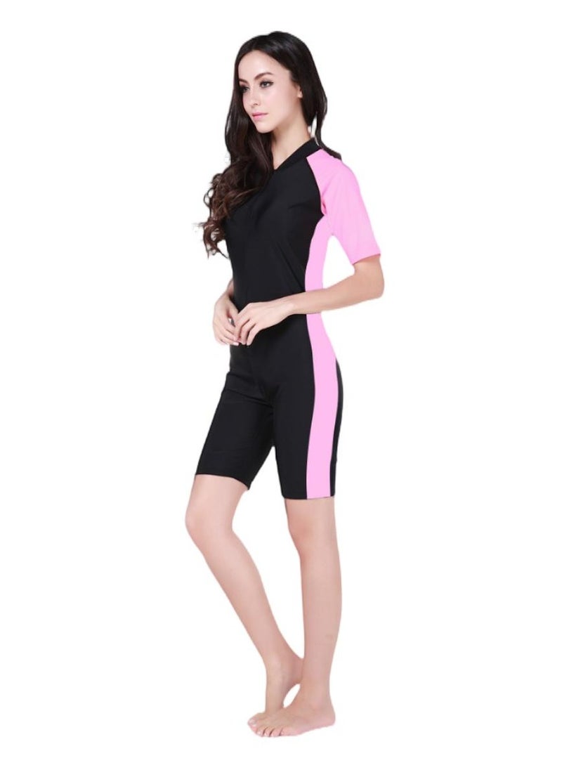 نادانباو Breathable Sports Surfing Suit For Swimming, Short-Sleeved Wetsuit Set for Women, One-Piece Swimsuit, Quick-Drying Front Zip, for Diving Snorkeling Surfing Swimming - Image 1