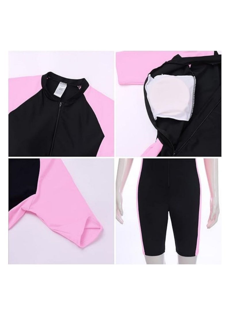 نادانباو Breathable Sports Surfing Suit For Swimming, Short-Sleeved Wetsuit Set for Women, One-Piece Swimsuit, Quick-Drying Front Zip, for Diving Snorkeling Surfing Swimming - Image 5
