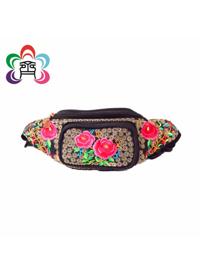 Ethnic Style Bag Embroidered Waist Bag Ladies Small Coin Purse Mobile Phone Bag Manufacturers Wholesale-Color:Sunflower-Dimensions:Safflower