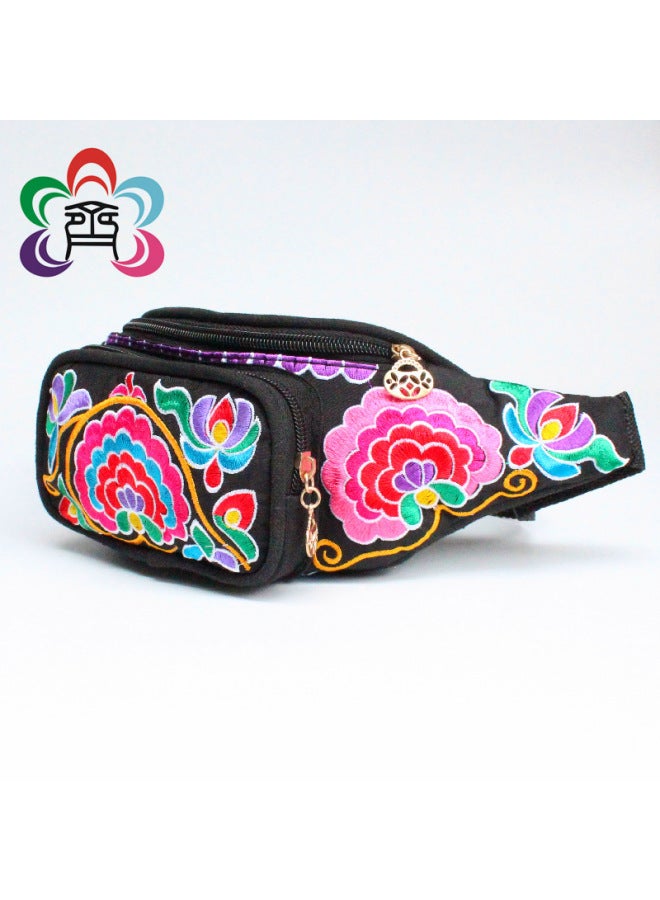 Ethnic Style Bag Embroidered Waist Bag Ladies Small Coin Purse Mobile Phone Bag Manufacturers Wholesale-Color:Sunflower-Dimensions:Safflower