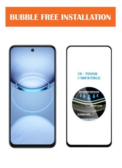 NAFCO For Tecno Spark 30 5G - [2 Pack] Tempered Glass Screen Protector - Delicate Touch , Higher Transparency , Easy to Install ,Anti-scratch and Bubble-free Screen Protector - Black  - Image 3